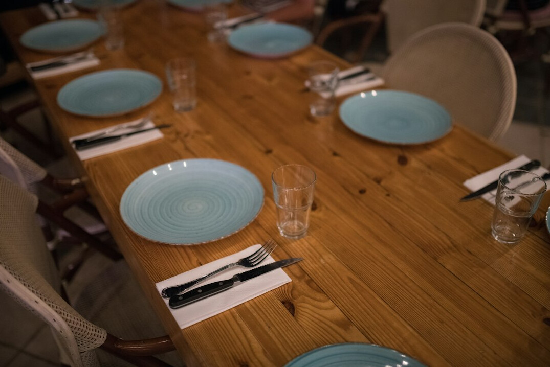 Corporate team workshop around table